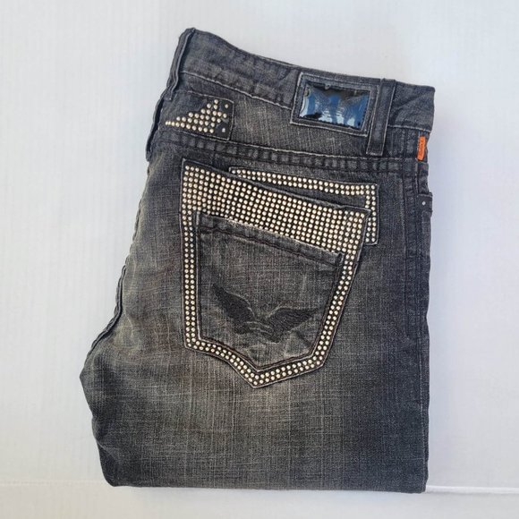 New Men's ROBIN'S JEAN sz 40 Straight Studded with Heavy Stitching